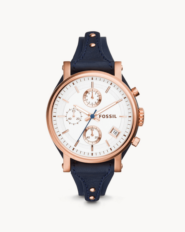 Original Boyfriend Chronograph Navy Leather Watch