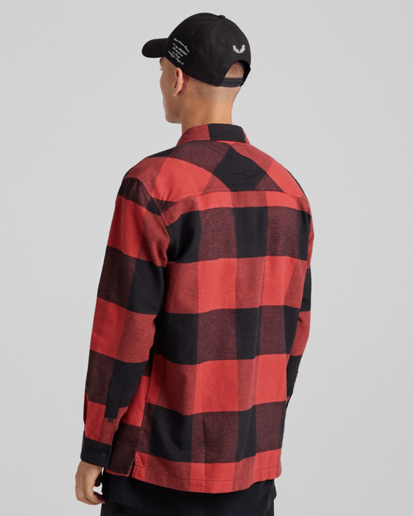 Plaid flannel overshirt with pockets