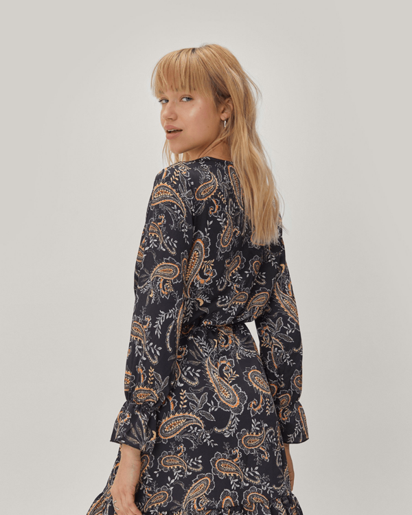 Paisley Wrap Front Mini Dress